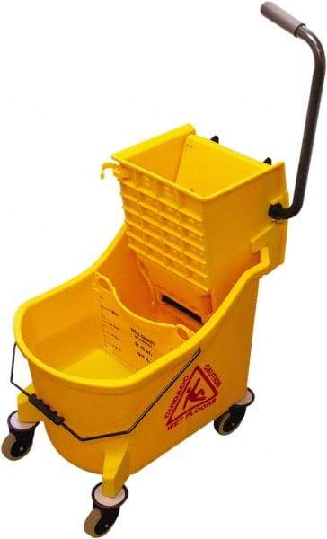 O-Cedar - 36 Qt Plastic Bucket & Wringer - 38" Long x 23" High x 14" Wide, Yellow - Makers Industrial Supply