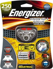 Energizer - White, Red LED Bulb, 300 Lumens, Hands-free Flashlight - Gray Plastic Body, 3 AAA Alkaline Batteries Included - Makers Industrial Supply