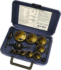 Disston - 9 Piece, 3/4" to 2-1/2" Saw Diam, Hole Saw Kit - Carbide-Tipped, Toothed Edge, Pilot Drill Model No. E0103107, Includes 9 Hole Saws - Makers Industrial Supply