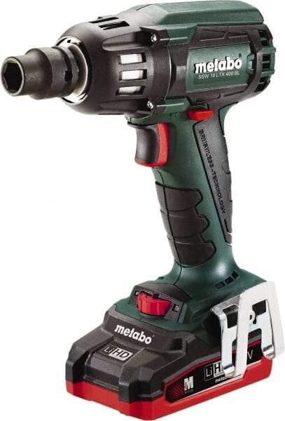 Metabo - 1/2" Drive 18 Volt Pistol Grip Cordless Impact Wrench & Ratchet - 2,150 RPM, 0 to 4,250 BPM, 295 Ft/Lb Torque, 2 Lithium-Ion Batteries Included - Makers Industrial Supply