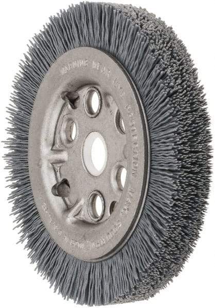 Weiler - 4-1/4" OD, 5/8" Arbor Hole, Crimped Nylon Wheel Brush - 3/4" Face Width, 5/8" Trim Length, 0.022" Filament Diam, 6,000 RPM - Makers Industrial Supply