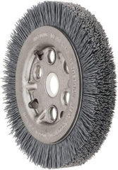 Weiler - 4-1/4" OD, 5/8" Arbor Hole, Crimped Nylon Wheel Brush - 3/4" Face Width, 5/8" Trim Length, 0.022" Filament Diam, 6,000 RPM - Makers Industrial Supply