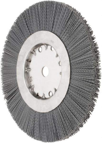 Weiler - 10" OD, 3/4" Arbor Hole, Crimped Nylon Wheel Brush - 1" Face Width, 2-1/2" Trim Length, 0.022" Filament Diam, 4,500 RPM - Makers Industrial Supply