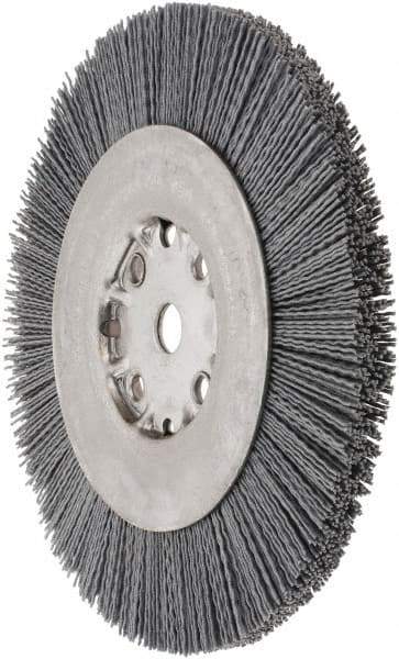 Weiler - 8" OD, 5/8" Arbor Hole, Crimped Nylon Wheel Brush - 7/8" Face Width, 1-1/2" Trim Length, 0.035" Filament Diam, 4,500 RPM - Makers Industrial Supply