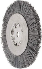 Weiler - 8" OD, 5/8" Arbor Hole, Crimped Nylon Wheel Brush - 7/8" Face Width, 1-1/2" Trim Length, 0.04" Filament Diam, 4,500 RPM - Makers Industrial Supply