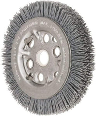 Weiler - 4-1/4" OD, 5/8" Arbor Hole, Crimped Nylon Wheel Brush - 3/4" Face Width, 5/8" Trim Length, 0.035" Filament Diam, 6,000 RPM - Makers Industrial Supply