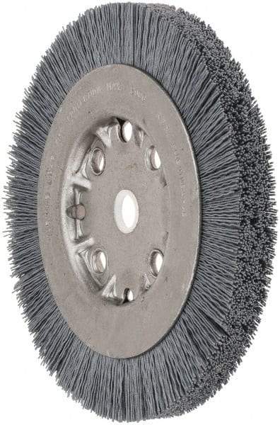 Weiler - 6" OD, 5/8" Arbor Hole, Crimped Nylon Wheel Brush - 5/8" Face Width, 7/8" Trim Length, 0.022" Filament Diam, 4,500 RPM - Makers Industrial Supply