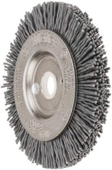 Weiler - 3" OD, 1/2" Arbor Hole, Crimped Nylon Wheel Brush - 3/8" Face Width, 1/2" Trim Length, 0.035" Filament Diam, 6,000 RPM - Makers Industrial Supply