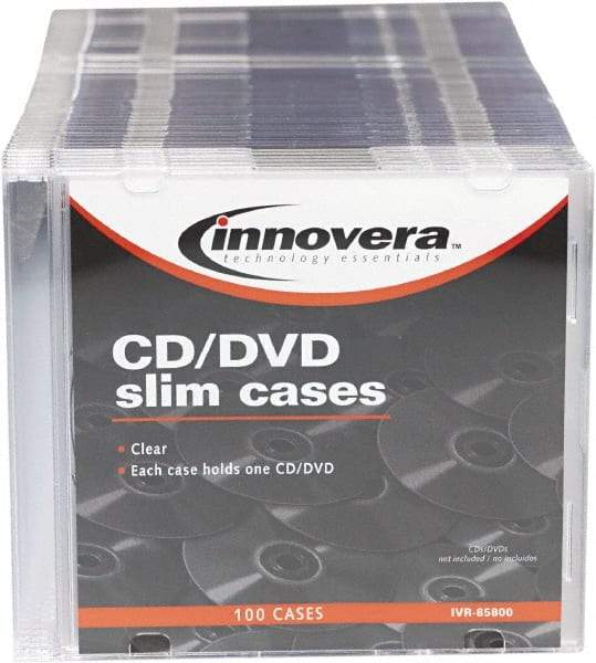 innovera - 1 Compartment, 4-7/8 Inch Wide x 1/4 Inch Deep x 5-5/8 Inch High, CD/DVD Storage Case - Polystyrene, Clear - Makers Industrial Supply