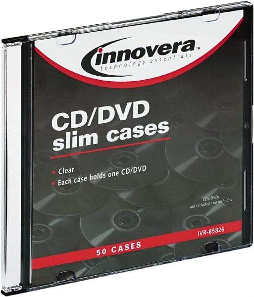 innovera - 1 Compartment, 4-7/8 Inch Wide x 1/4 Inch Deep x 5-5/8 Inch High, CD/DVD Storage Case - Polystyrene, Clear - Makers Industrial Supply