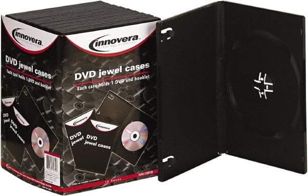 innovera - 1 Compartment, 5-3/8 Inch Wide x 1/2 Inch Deep x 7-1/2 Inch High, DVD Case - Plastic, Black - Makers Industrial Supply