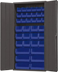 Durham - 36 Bin Storage Cabinet - Steel, 36" Wide x 24" Deep x 72" High, Blue - Makers Industrial Supply