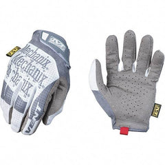 Mechanix Wear - Size M Work Gloves - For Mechanic's & Lifting, Uncoated, Hook & Loop Cuff, Full Fingered, Gray/White, Paired - Makers Industrial Supply