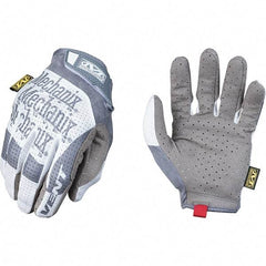 Mechanix Wear - Size XL Work Gloves - For Mechanic's & Lifting, Uncoated, Hook & Loop Cuff, Full Fingered, Gray/White, Paired - Makers Industrial Supply