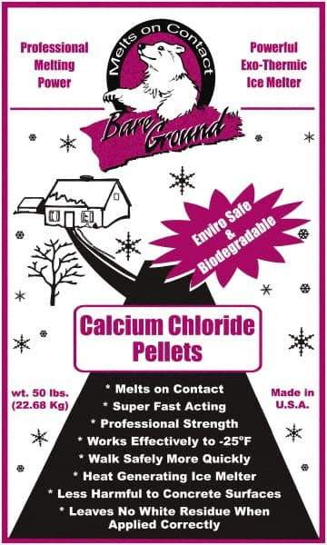 Bare Ground Solutions - 50 Lb Bag Calcium Chloride Pellets - Effective to -20°F - Makers Industrial Supply