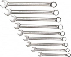 Proto - 9 Piece, 10mm to 18mm, 12 Point Combination Wrench Set - Metric Measurement Standard, Full Polish Chrome Finish, Comes in Tool Roll - Makers Industrial Supply