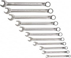 Proto - 11 Piece, 7mm to 19mm, 12 Point Combination Wrench Set - Metric Measurement Standard, Full Polish Chrome Finish, Comes in Tool Roll - Makers Industrial Supply