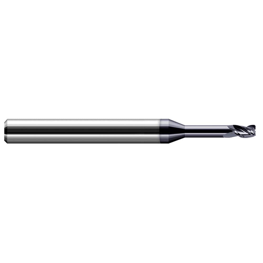 Corner Radius End Mill: 1/8″ Dia, 3/16″ LOC, 0.01″ Radius, 4 Flutes, Solid Carbide 2-1/2″ OAL, 1/8″ Shank Dia, 30 ° Helix, AlTiN Coated, Corner Radius End, Centercutting