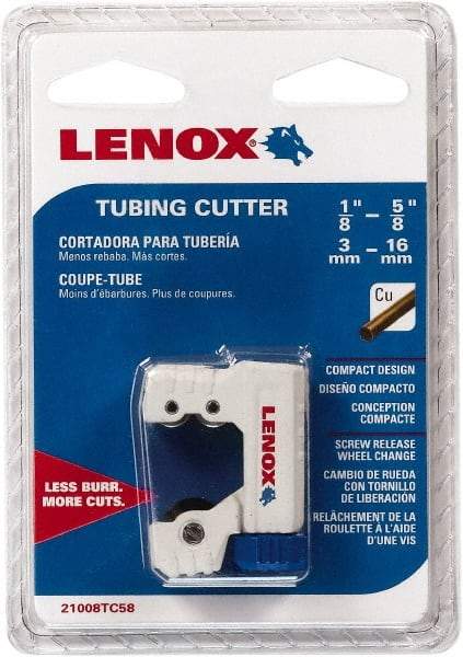 Lenox - 1/8" to 5/8" Pipe Capacity, Tube Cutter - Cuts Copper - Makers Industrial Supply