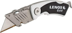 Lenox - Fixed Folding Utility Knife - White Metal Handle, 1 Blade Included - Makers Industrial Supply