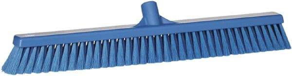 Vikan - 24" Fine Particle Synthetic Push Broom - 2" Bristle Length, Plastic Block, European Threaded Handle Connection - Makers Industrial Supply