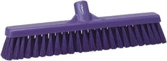 Vikan - 16" Fine Particle Synthetic Push Broom - 2" Bristle Length, Plastic Block, European Threaded Handle Connection - Makers Industrial Supply