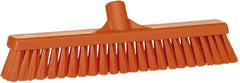 Vikan - 16" Fine Particle Synthetic Push Broom - 2" Bristle Length, Plastic Block, European Threaded Handle Connection - Makers Industrial Supply