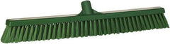 Vikan - 24" Combo Duty Synthetic Push Broom - 2" Bristle Length, Plastic Block, European Threaded Handle Connection - Makers Industrial Supply