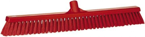 Vikan - 24" Combo Duty Synthetic Push Broom - 2" Bristle Length, Plastic Block, European Threaded Handle Connection - Makers Industrial Supply