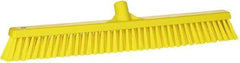 Vikan - 24" Combo Duty Synthetic Push Broom - 2" Bristle Length, Plastic Block, European Threaded Handle Connection - Makers Industrial Supply