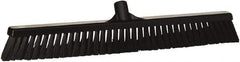 Vikan - 24" Fine Particle Synthetic Push Broom - 4" Bristle Length, Plastic Block, European Threaded Handle Connection - Makers Industrial Supply