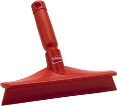 Vikan - 9.84" Rubber Blade Bench Squeegee - Single Edge, Red, Plastic Holder - Makers Industrial Supply