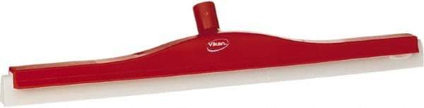 Vikan - 24" Foam Rubber Blade Floor Squeegee - Double Edge, Red, Plastic Holder - Makers Industrial Supply