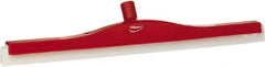 Vikan - 24" Foam Rubber Blade Floor Squeegee - Double Edge, Red, Plastic Holder - Makers Industrial Supply