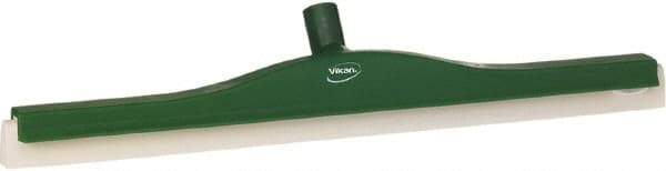 Vikan - 24" Foam Rubber Blade Floor Squeegee - Double Edge, Green, Plastic Holder - Makers Industrial Supply