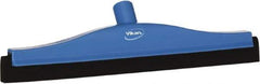 Vikan - 16" Foam Rubber Blade Bench Squeegee - Double Edge, Blue, Plastic Holder - Makers Industrial Supply