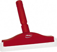 Vikan - 10" Foam Rubber Blade Bench Squeegee - Double Edge, Red, Plastic Holder - Makers Industrial Supply