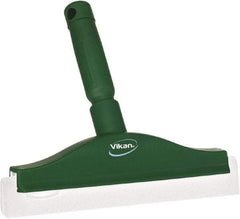 Vikan - 10" Foam Rubber Blade Bench Squeegee - Double Edge, Green, Plastic Holder - Makers Industrial Supply