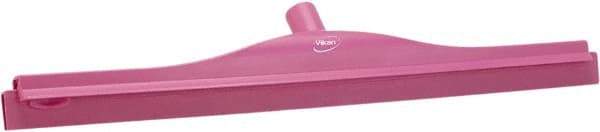 Vikan - 24" Rubber Blade Floor Squeegee - Double Edge, Pink, Plastic Holder - Makers Industrial Supply