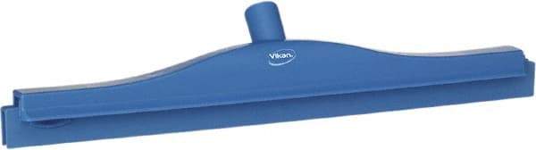 Vikan - 20" Rubber Blade Floor Squeegee - Double Edge, Blue, Plastic Holder - Makers Industrial Supply