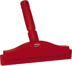 Vikan - 10" Rubber Blade Floor Squeegee - Double Edge, Red, Plastic Holder - Makers Industrial Supply