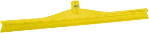 Vikan - 23.62" Rubber Blade Floor Squeegee - Single Edge, Yellow, Plastic Holder - Makers Industrial Supply