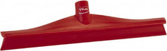 Vikan - 15-3/4" Rubber Blade Floor Squeegee - Single Edge, Red, Plastic Holder - Makers Industrial Supply