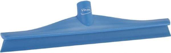 Vikan - 15-3/4" Rubber Blade Floor Squeegee - Single Edge, Blue, Plastic Holder - Makers Industrial Supply