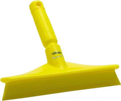 Vikan - 9.84" Rubber Blade Bench Squeegee - Single Edge, Yellow, Plastic Holder - Makers Industrial Supply