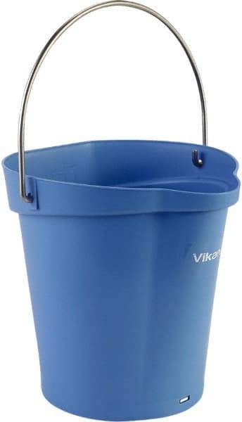 Vikan - 1-1/2 Gal, Polypropylene Round Blue Single Pail with Pour Spout - Handle Included - Makers Industrial Supply