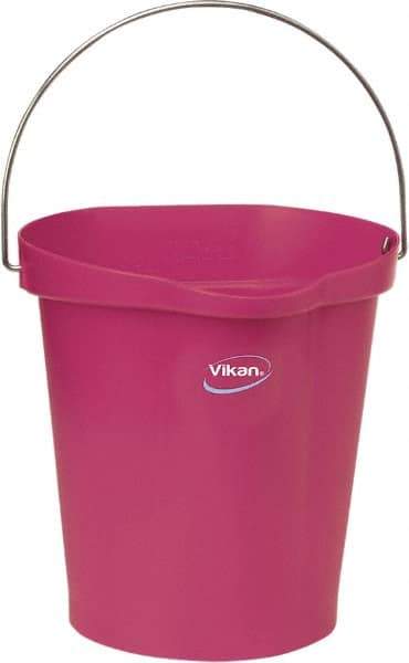 Vikan - 3 Gal, Polypropylene Round Pink Single Pail with Pour Spout - Handle Included - Makers Industrial Supply