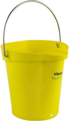 Vikan - 1-1/2 Gal, Polypropylene Round Yellow Single Pail with Pour Spout - Handle Included - Makers Industrial Supply