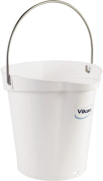 Vikan - 1-1/2 Gal, Polypropylene Round White Single Pail with Pour Spout - Handle Included - Makers Industrial Supply