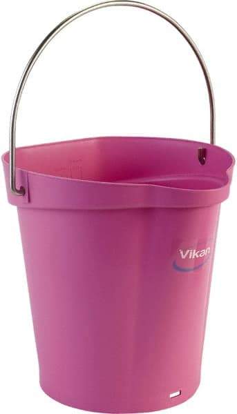 Vikan - 1-1/2 Gal, Polypropylene Round Pink Single Pail with Pour Spout - Handle Included - Makers Industrial Supply